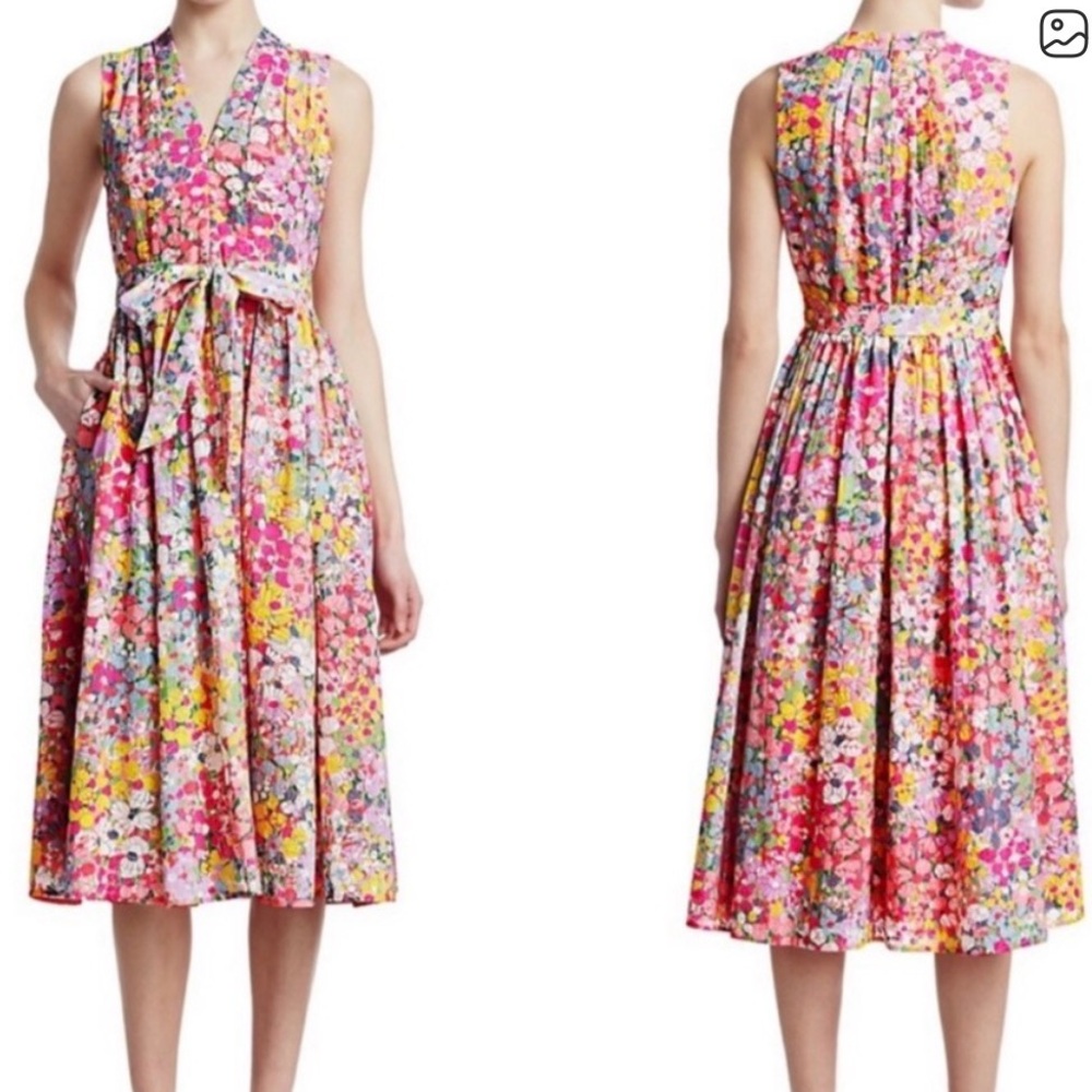 Kate Spade Multicolor Floral Midi Dress size 8